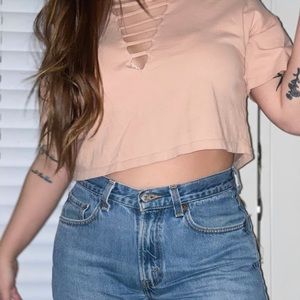 Caged Neck Crop Top